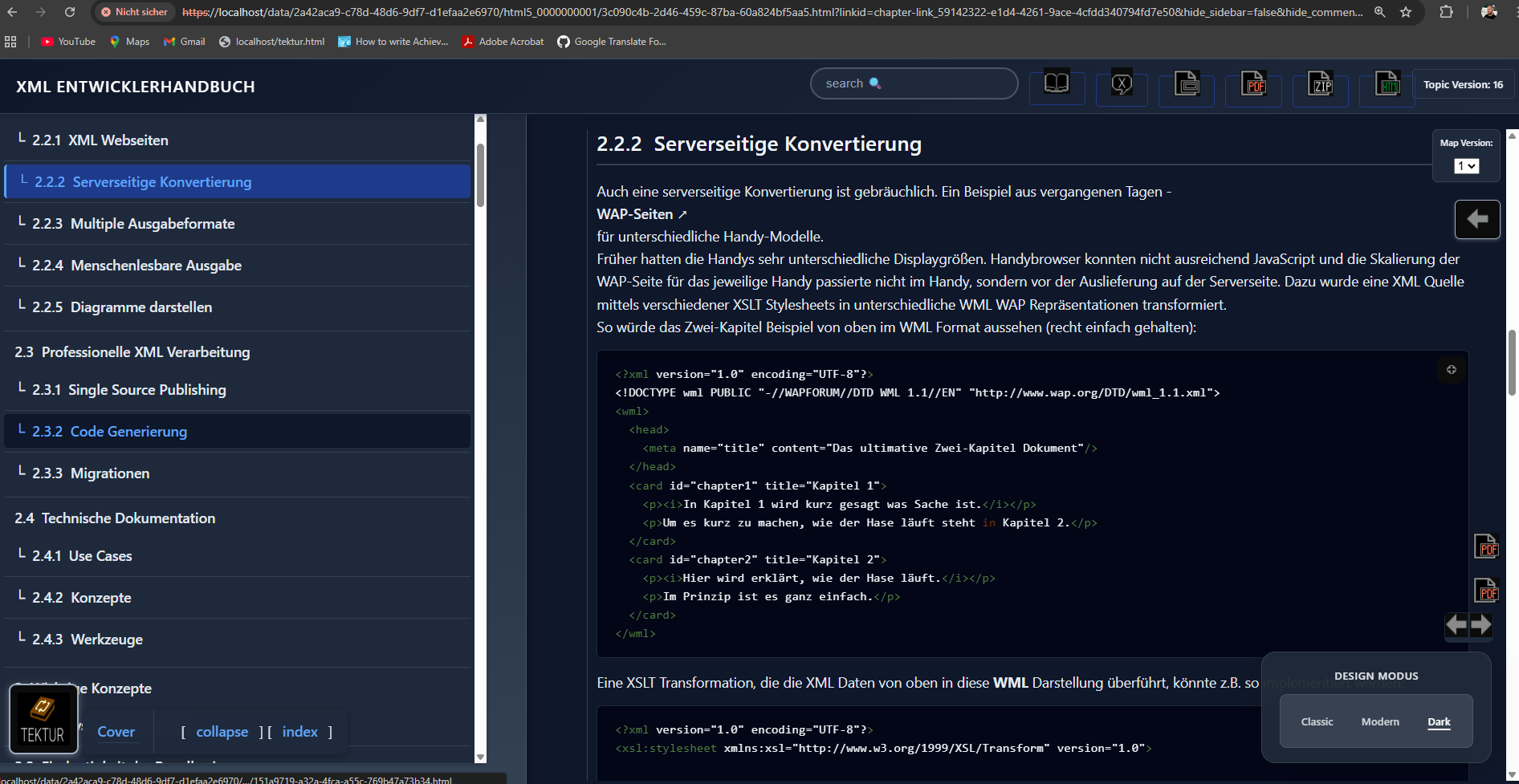 Screenshot of the Dark HTML5 Help format