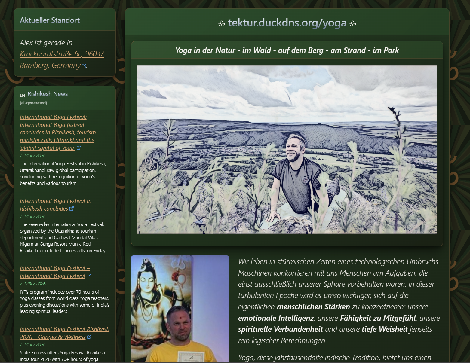 Yoga homepage screenshot